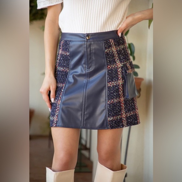 Tweed Mini Skirt, Chic Skater School Girl Posh Goth Statement Short Girly - Picture 2 of 13